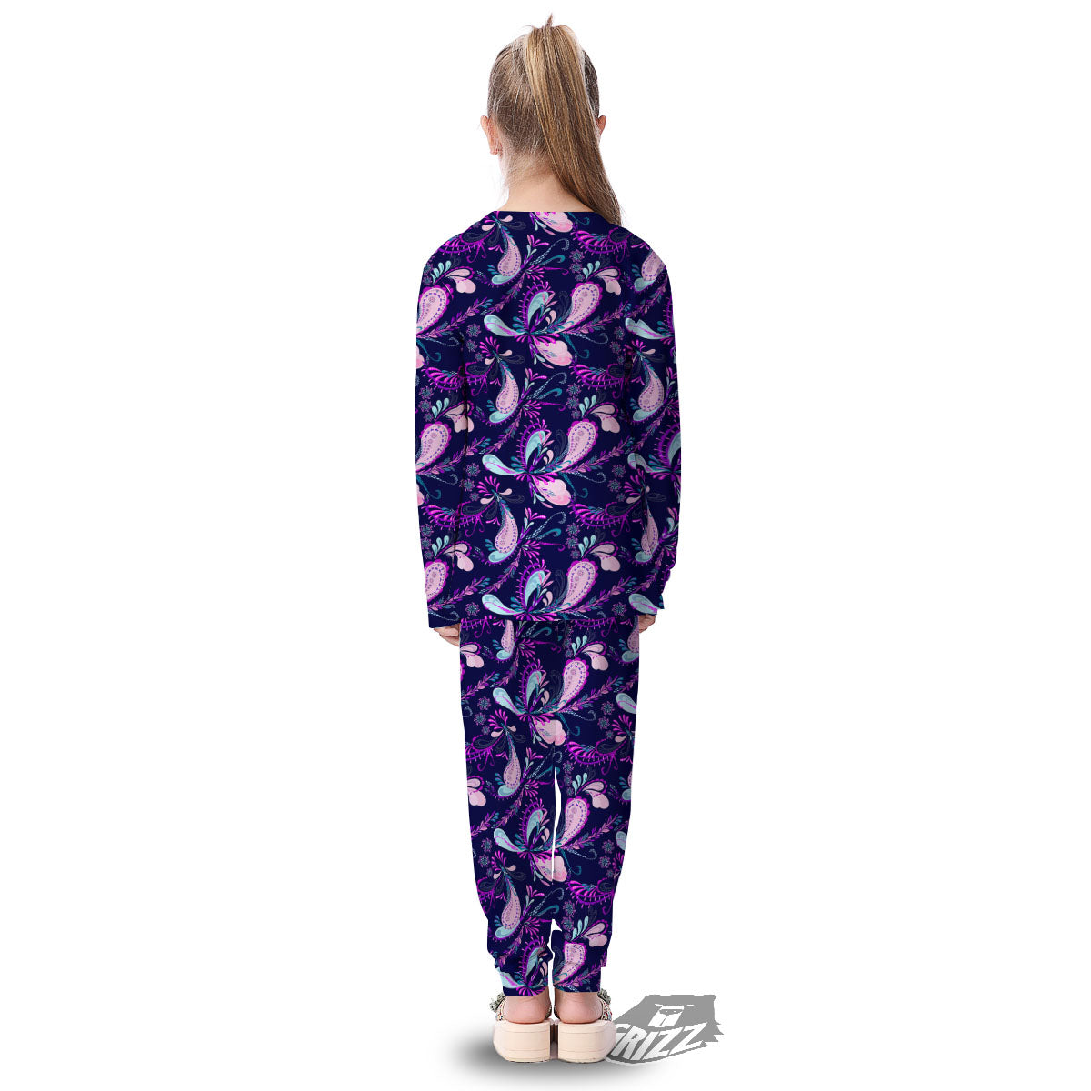 Paisley Pink And Purple Print Pattern Kid's Pajamas-grizzshop