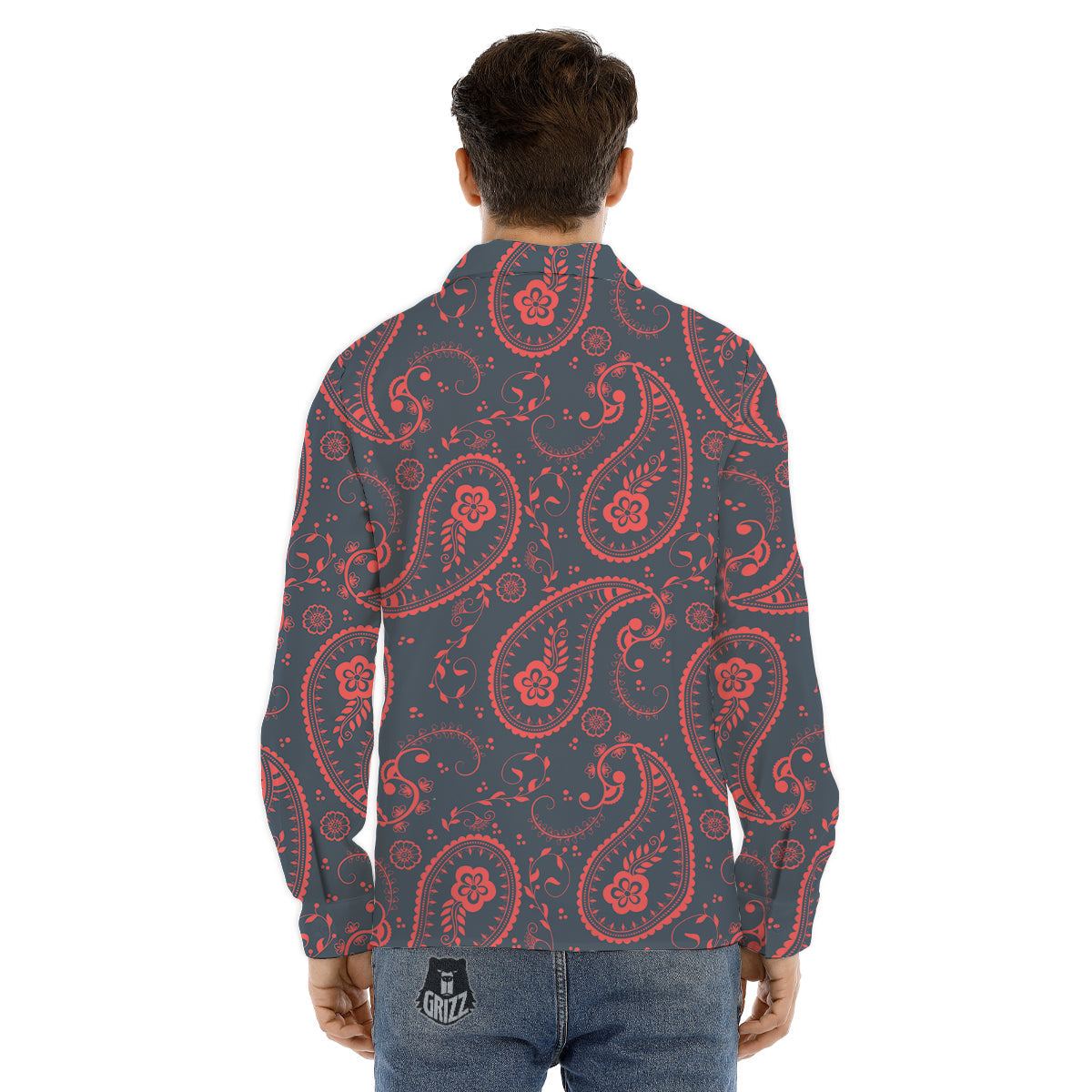 Paisley Pink And Purple Print Pattern Men's Dress Shirts-grizzshop