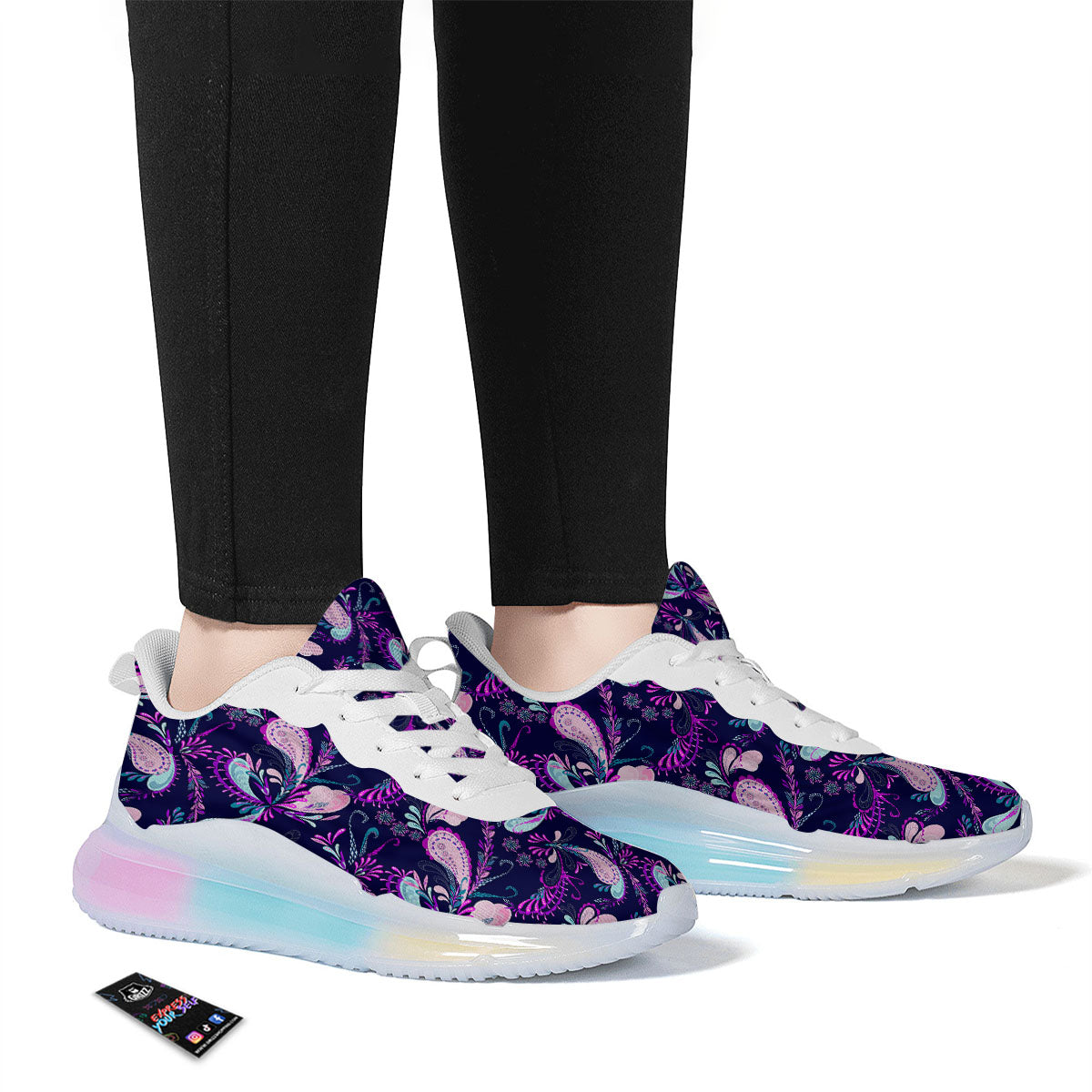 Paisley Pink And Purple Print Pattern Running Sneakers-grizzshop