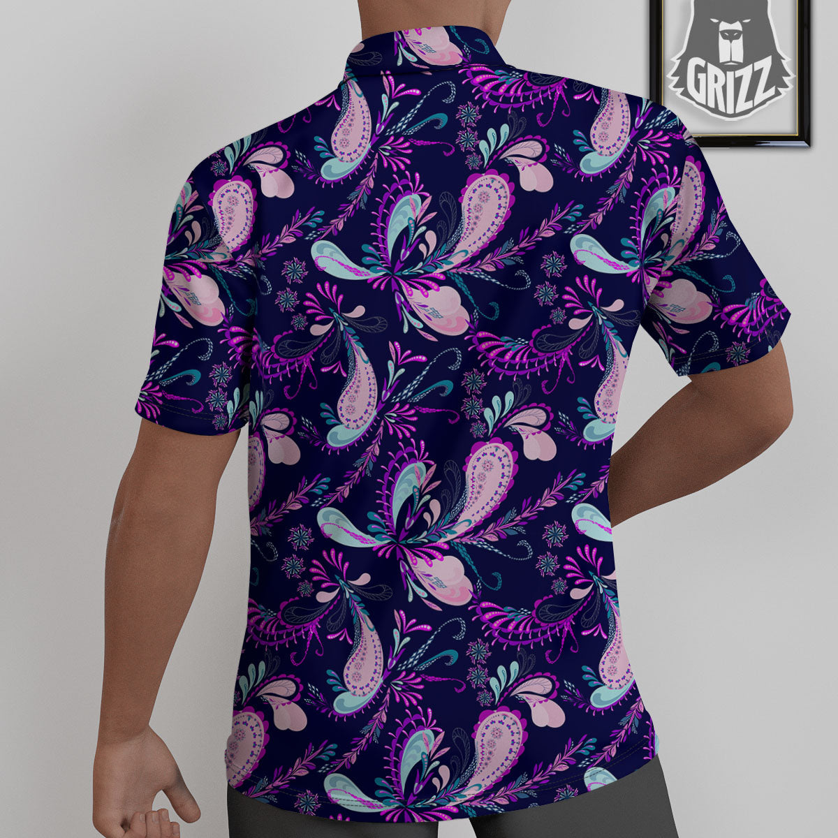 Paisley Pink And Purple Print Pattern Untucked Shirts-grizzshop