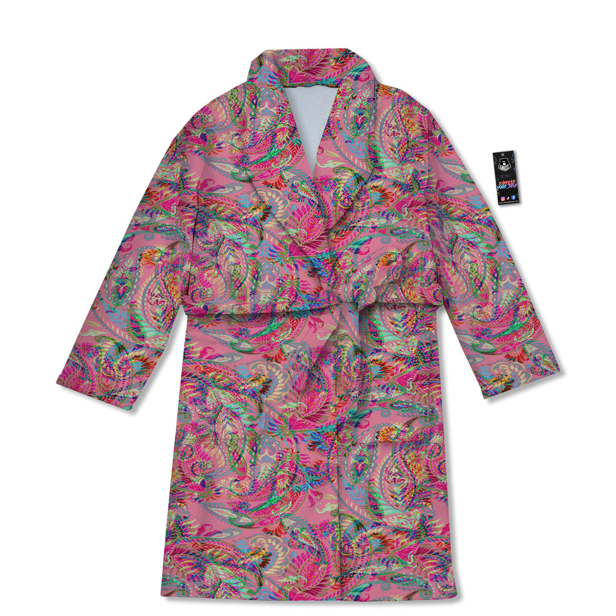 Paisley Pink Print Pattern Bathrobe-grizzshop