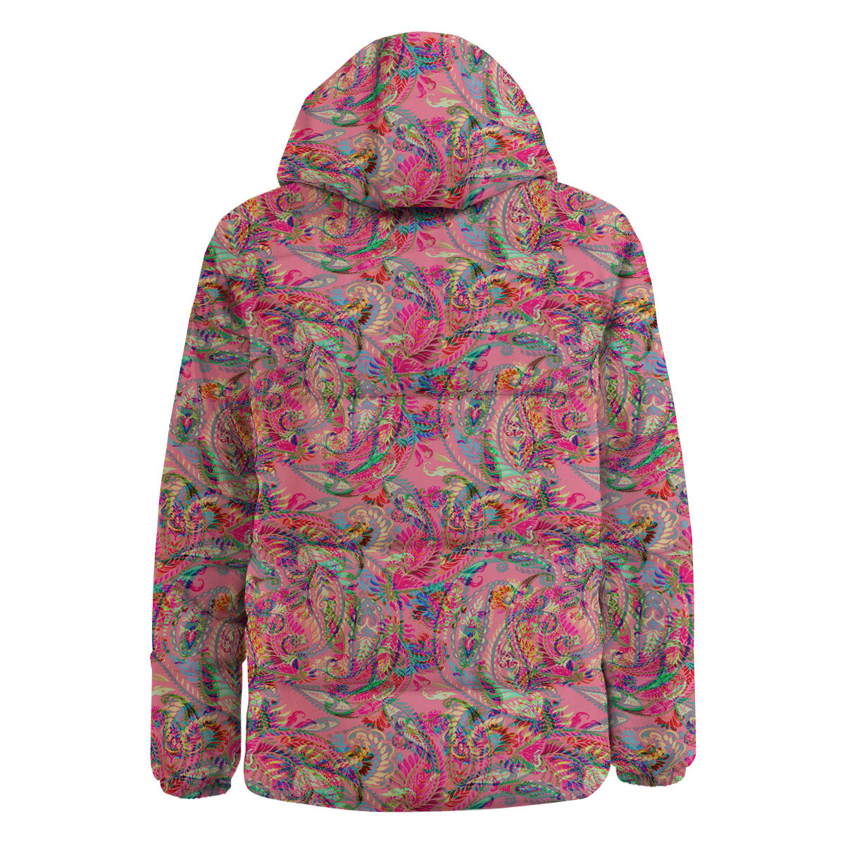 Paisley Pink Print Pattern Down Jacket-grizzshop