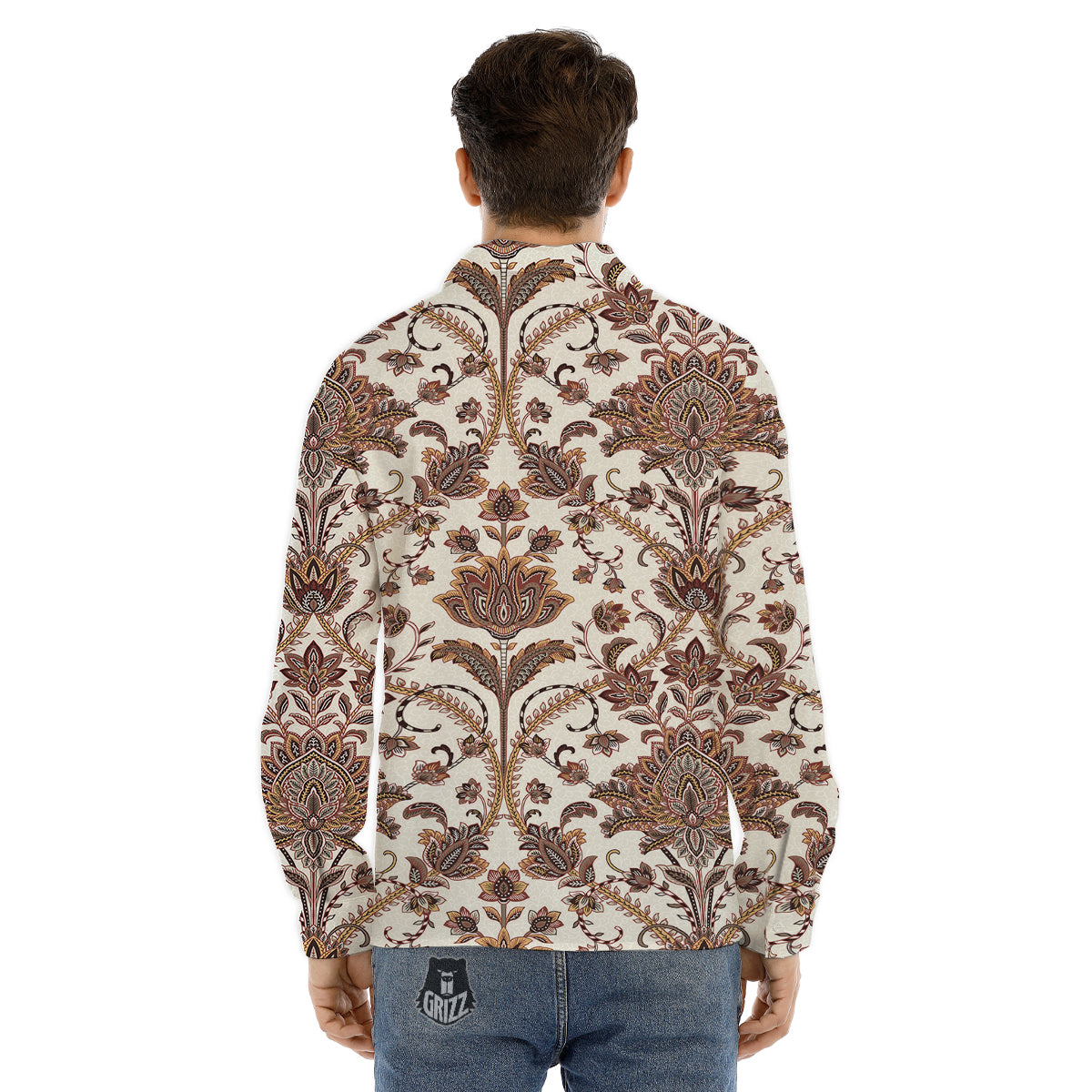 Paisley Pink Print Pattern Men's Dress Shirts-grizzshop