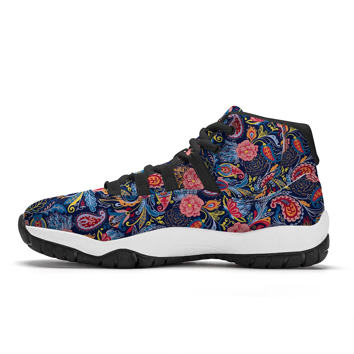 Paisley Print Black Bball Shoes-grizzshop