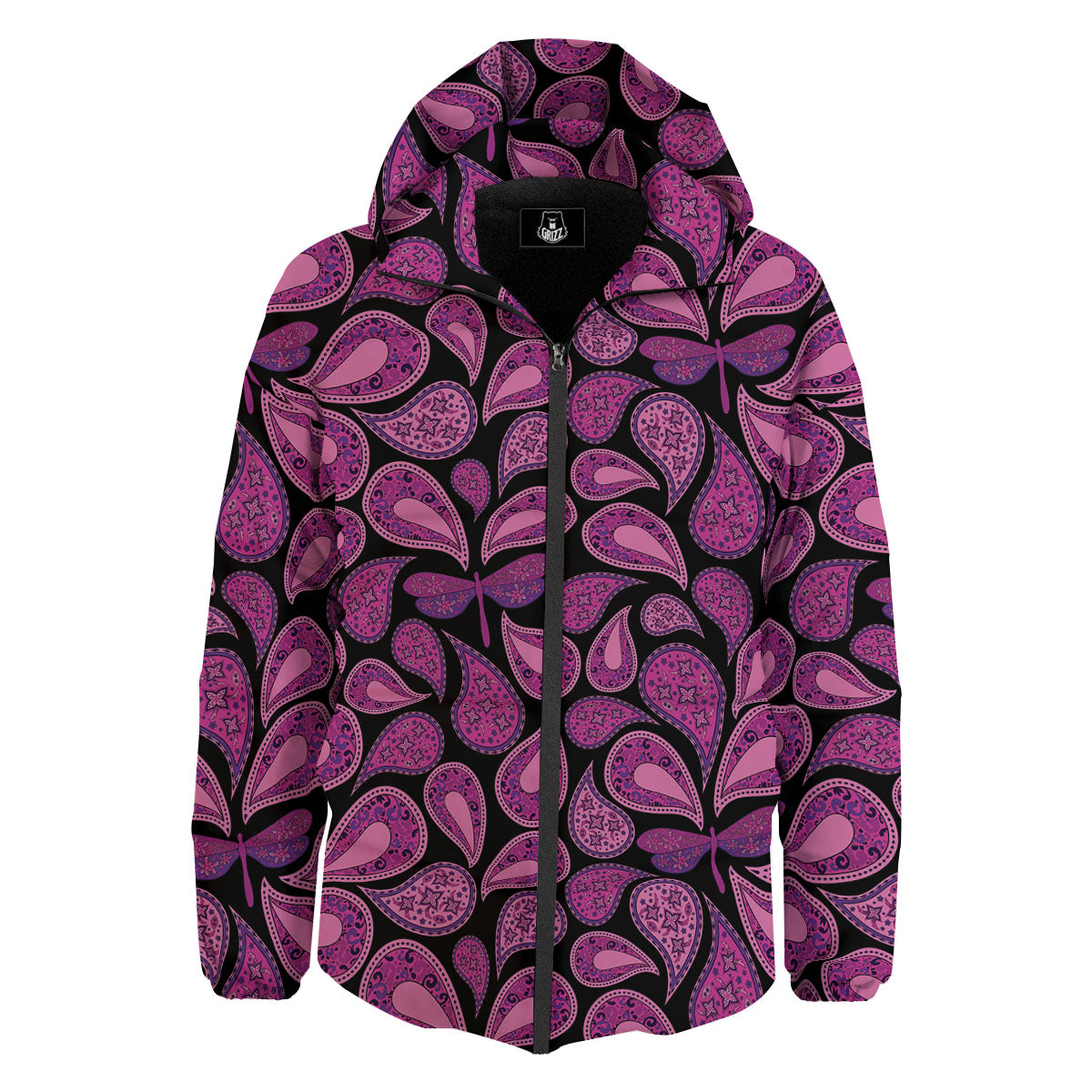 Paisley Purple Print Pattern Down Jacket-grizzshop