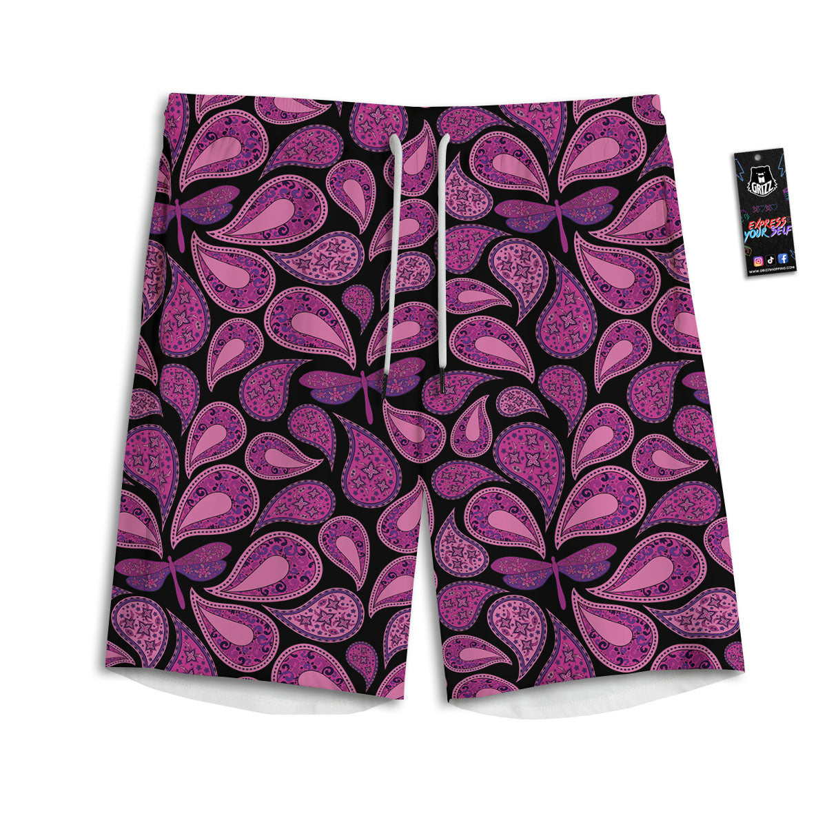 Paisley Purple Print Pattern Men's Athletic Shorts