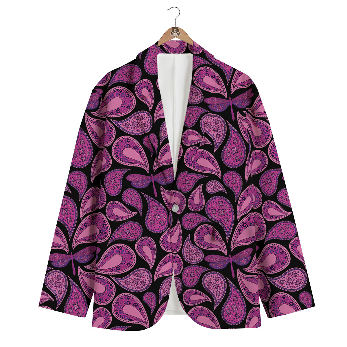 Purple Paisley Pattern Print Men's Bomber Jacket