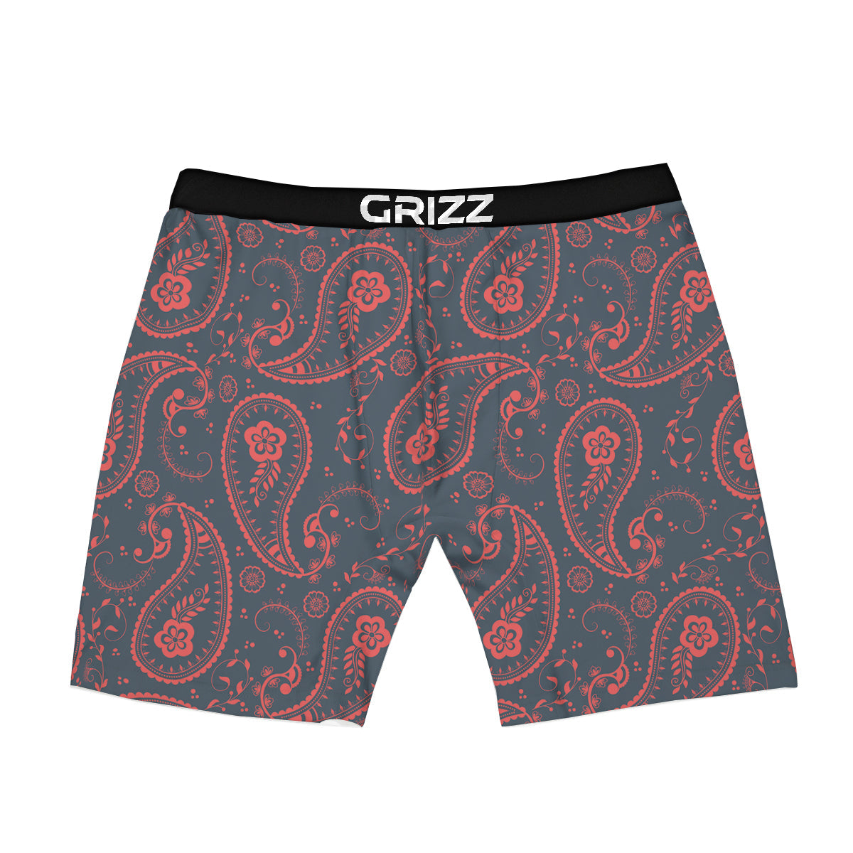 Paisley Red And Grey Print Pattern Boxer Briefs-grizzshop