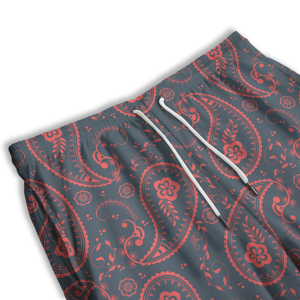 Paisley Red And Grey Print Pattern Men's Athletic Shorts