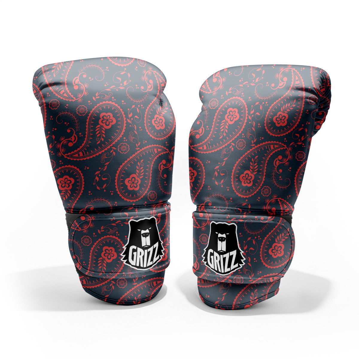 Paisley Red And Grey Print Pattern Pro Boxing Glove