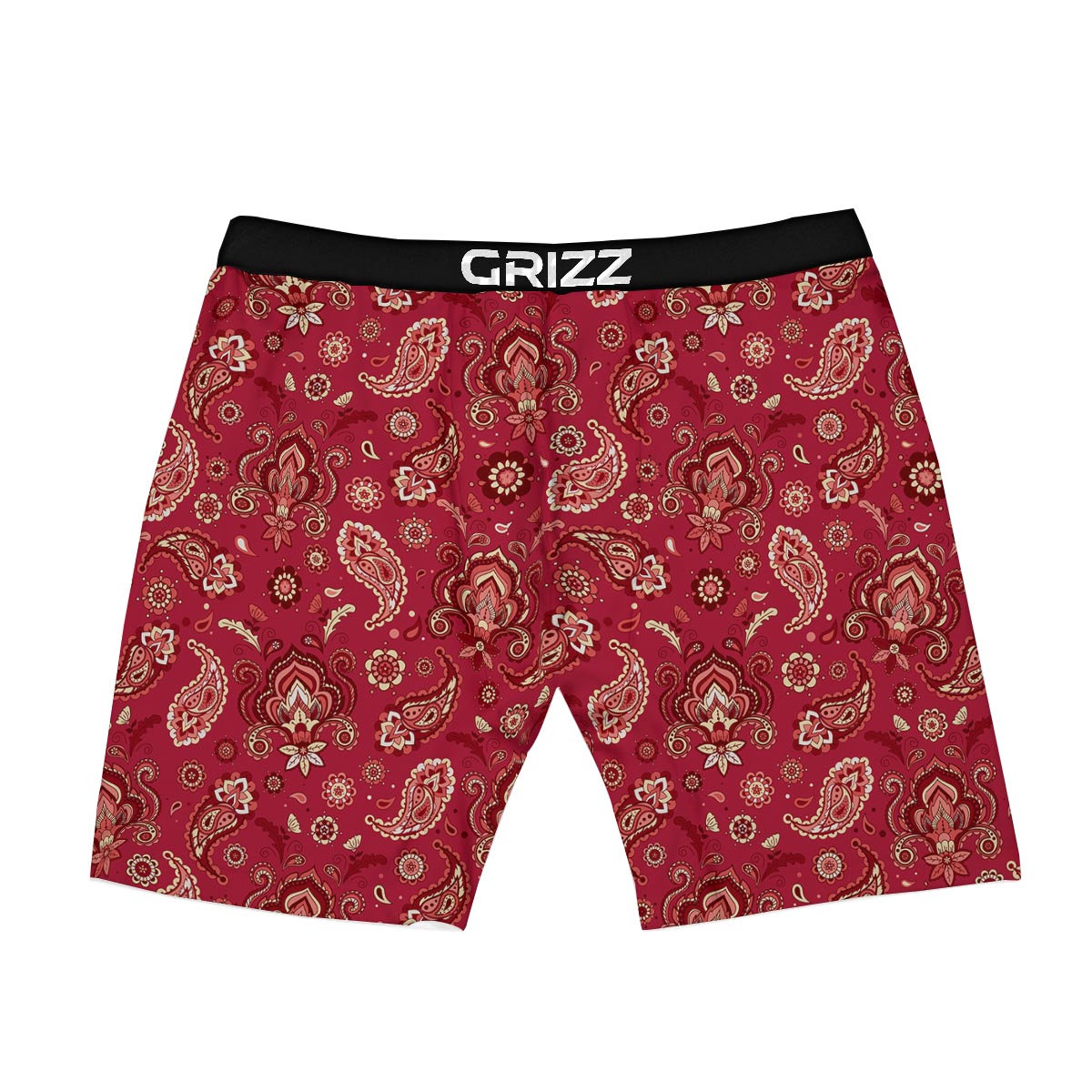 Paisley Red Print Pattern Boxer Briefs-grizzshop