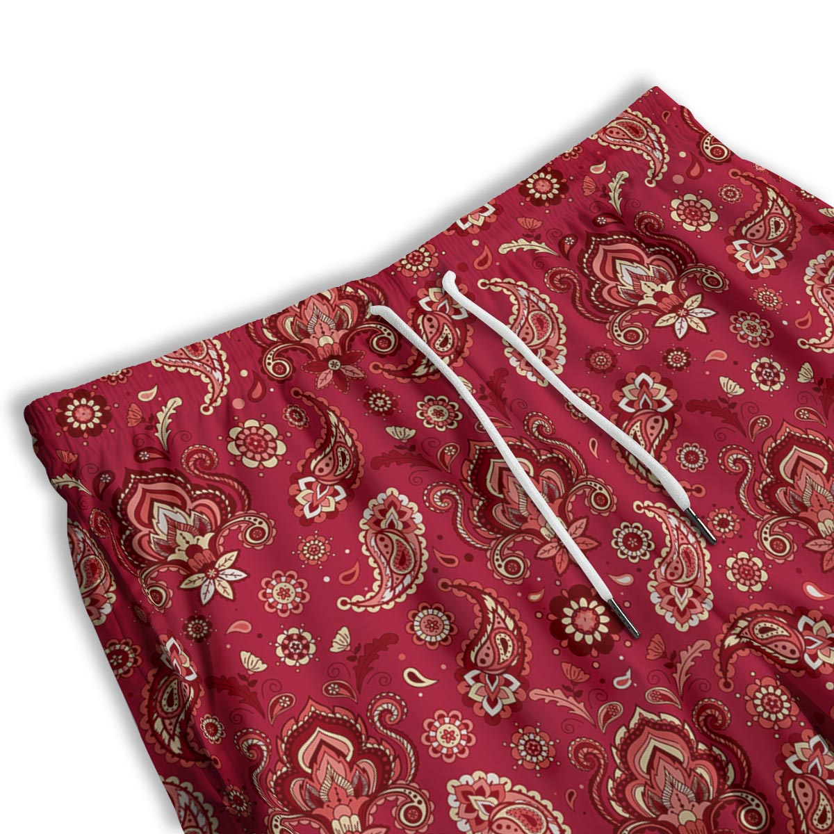 Paisley Red Print Pattern Men's Athletic Shorts