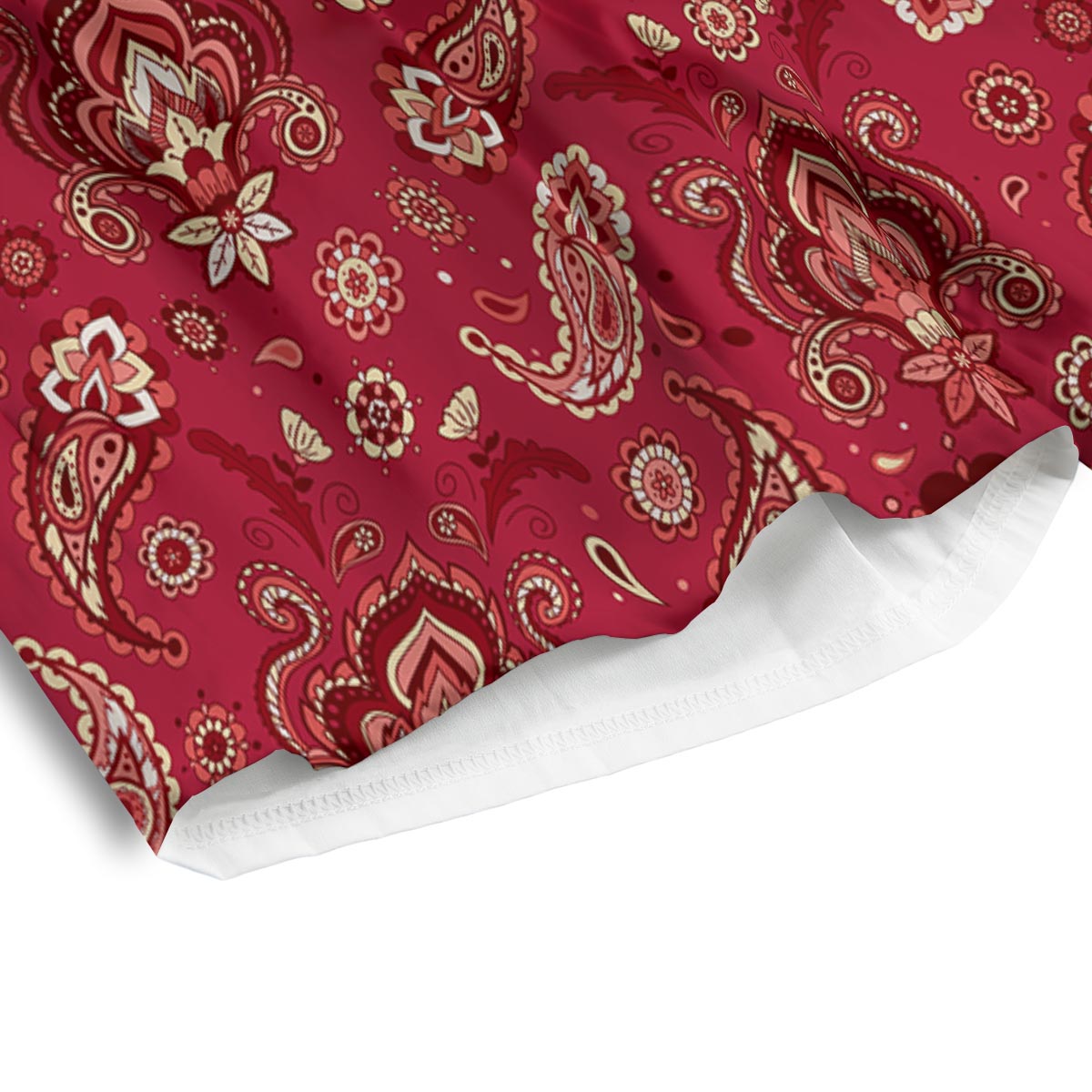 Paisley Red Print Pattern Men's Athletic Shorts