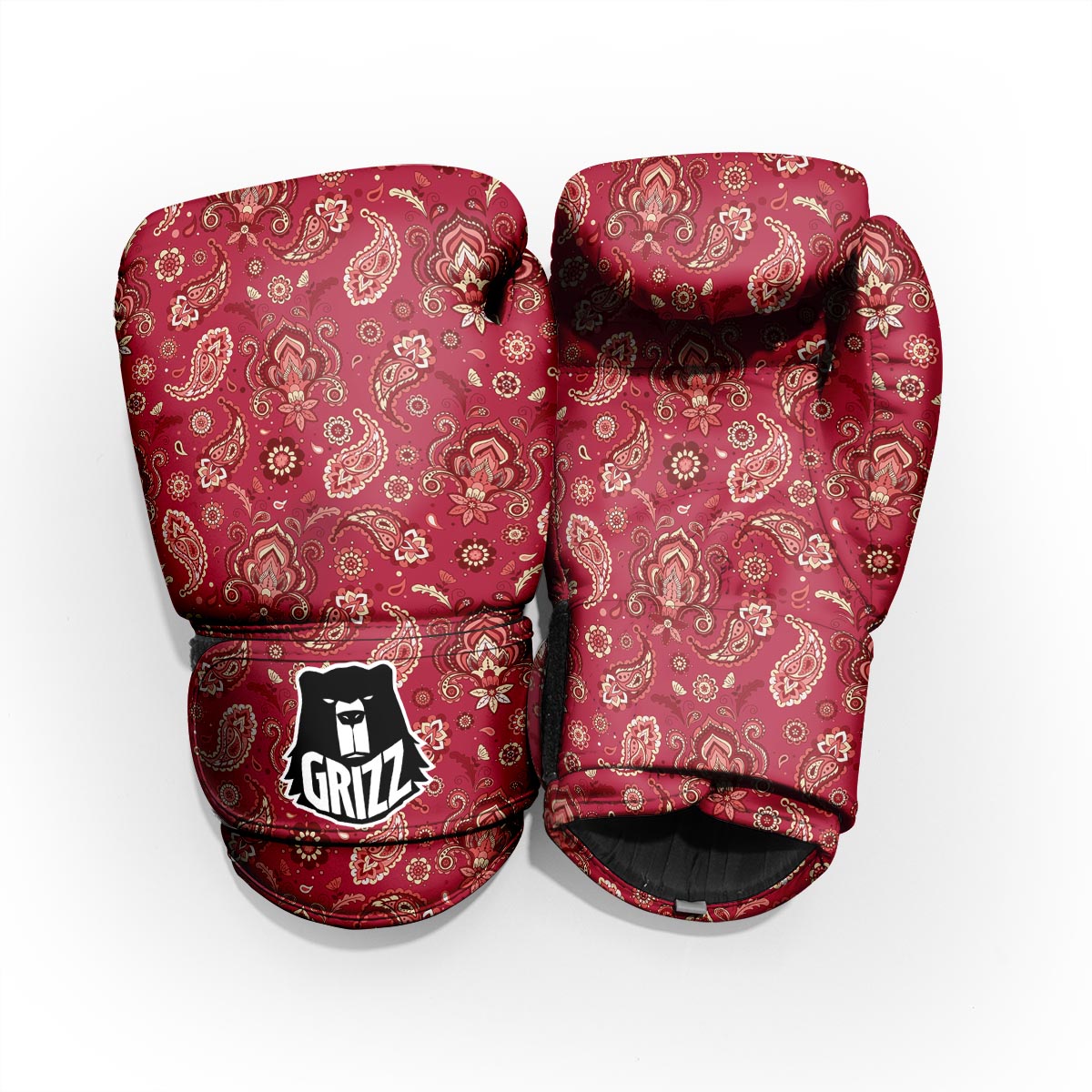 Paisley Red Print Pattern Pro Boxing Glove