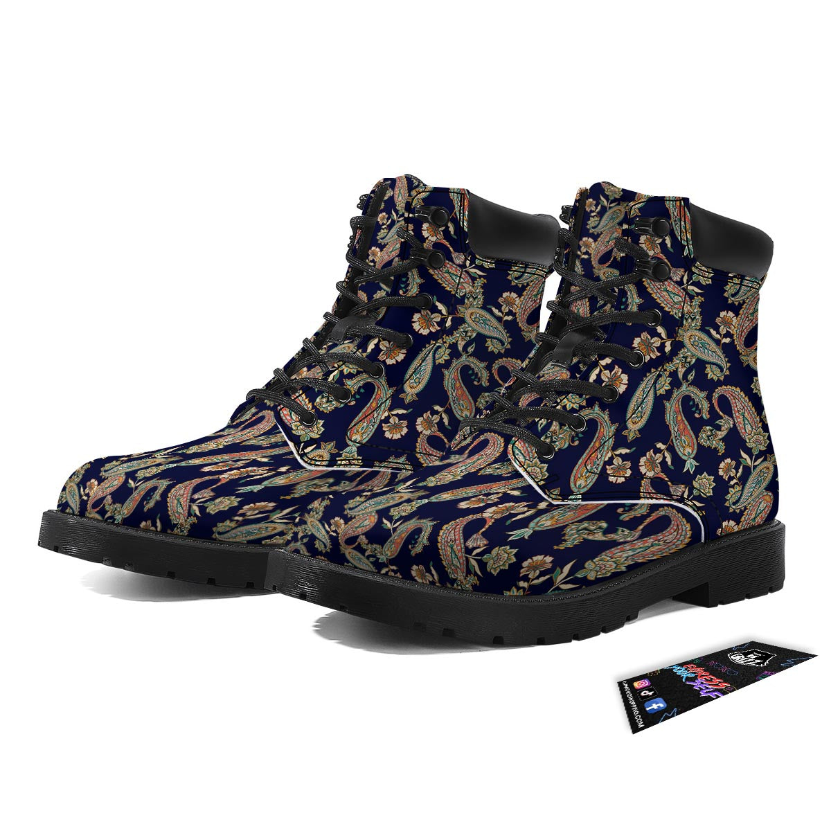 Paisley Retro Print Pattern Boots-grizzshop