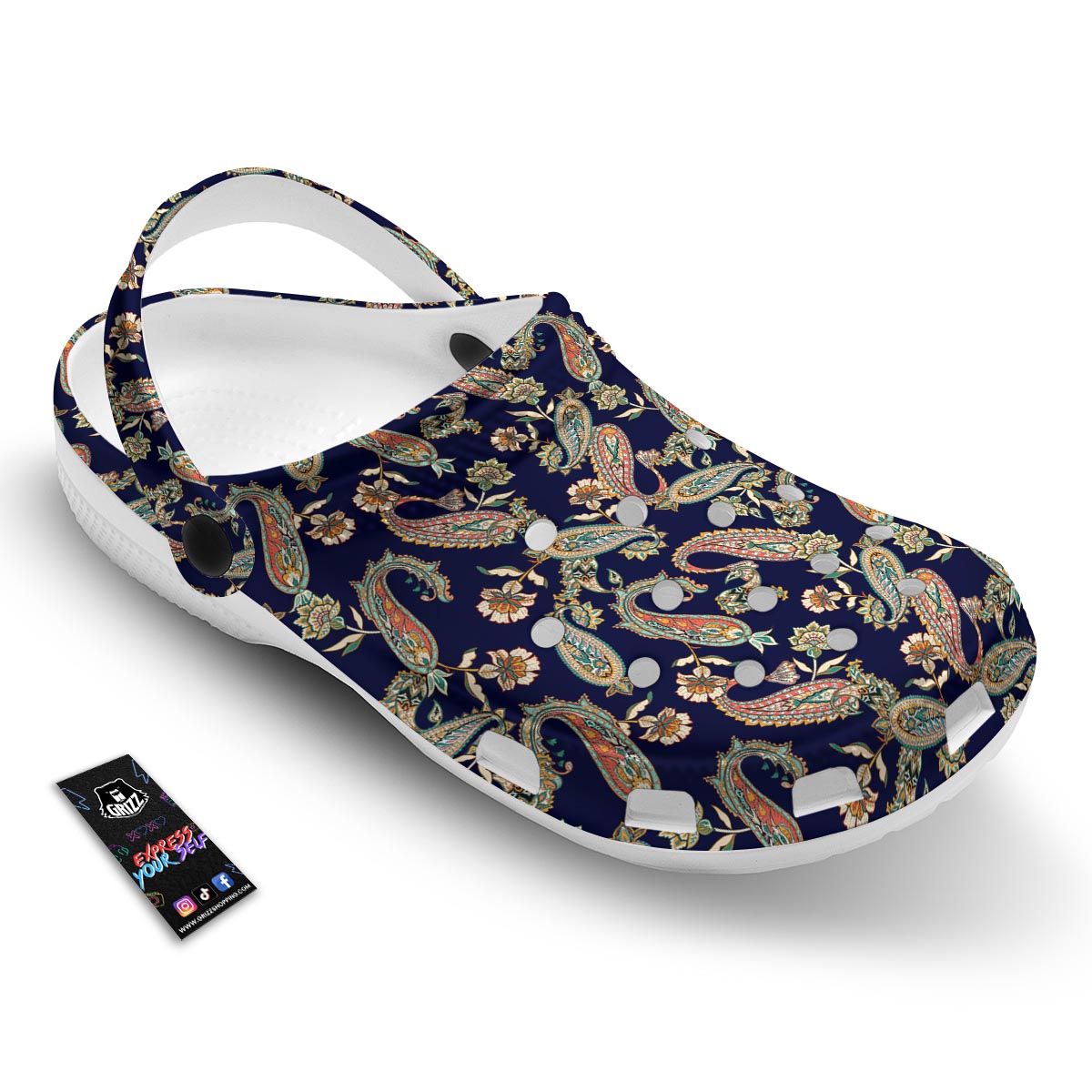 Paisley Retro Print Pattern Clog-grizzshop