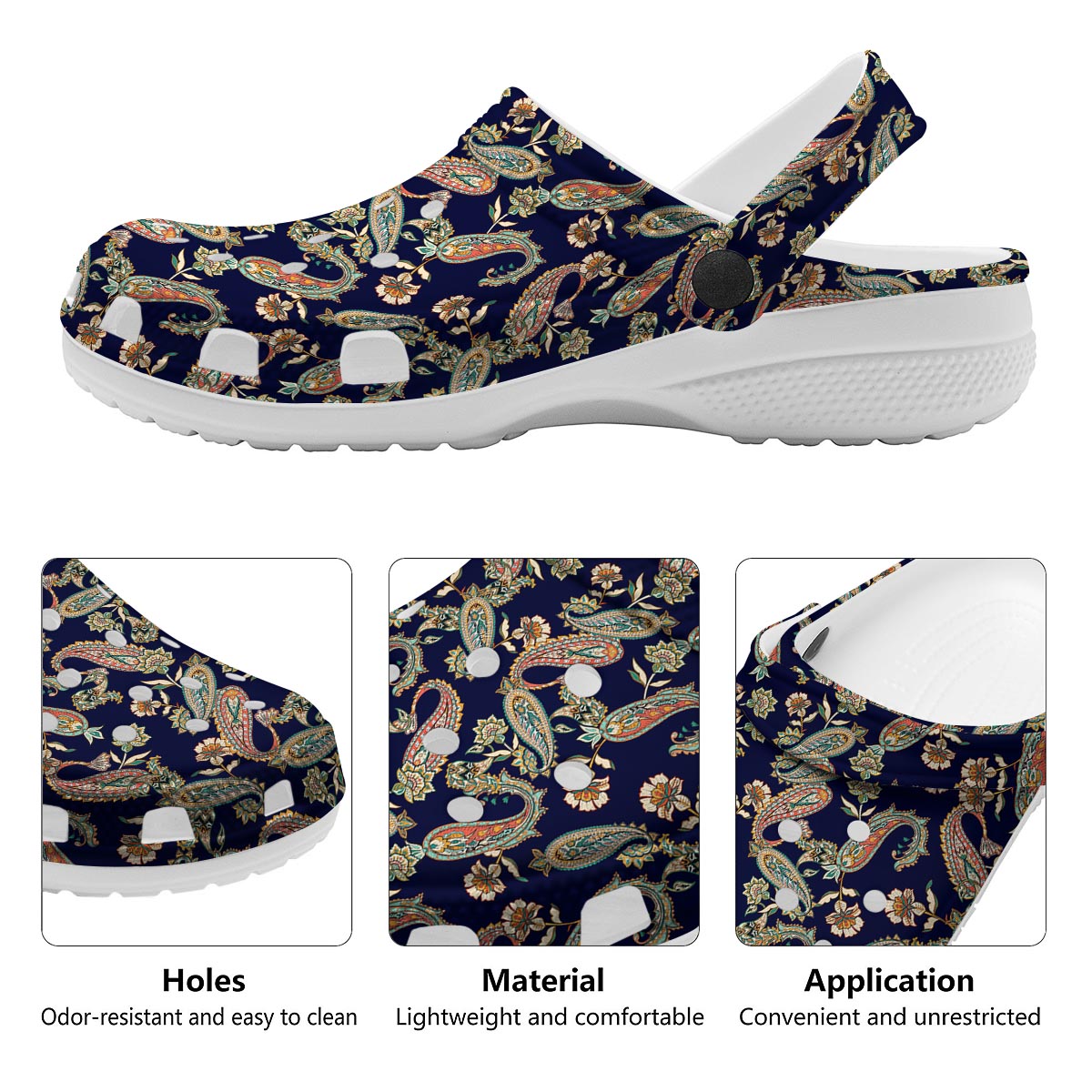 Paisley Retro Print Pattern Clog-grizzshop