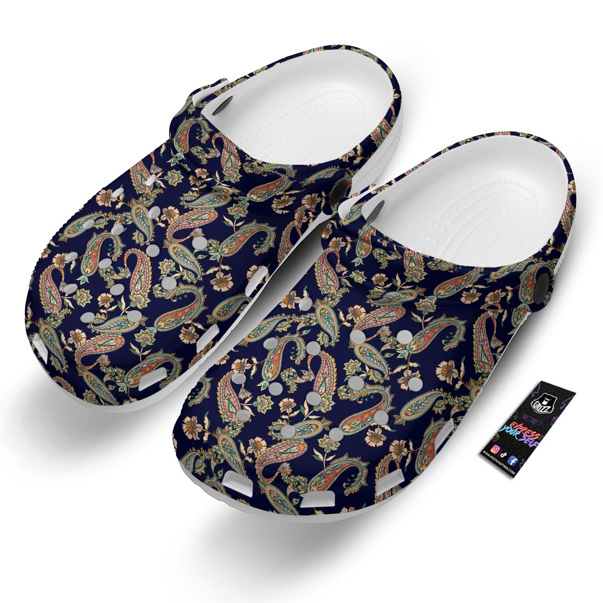 Paisley Retro Print Pattern Clog-grizzshop
