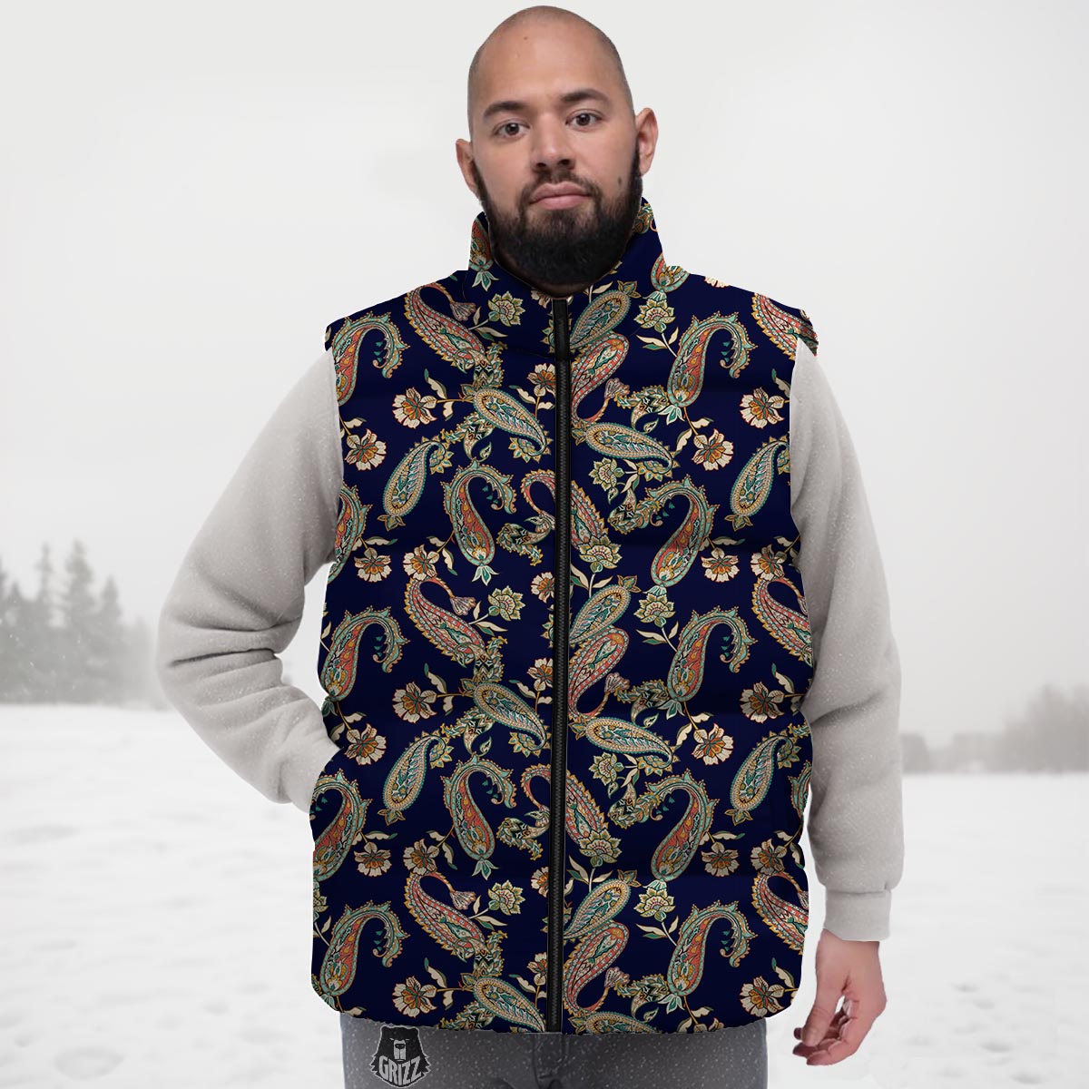 Paisley Retro Print Pattern Down Vest