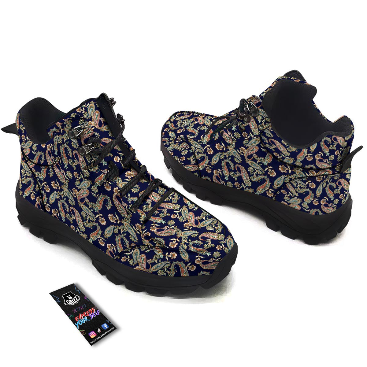 Paisley Retro Print Pattern Hiking Shoes-grizzshop