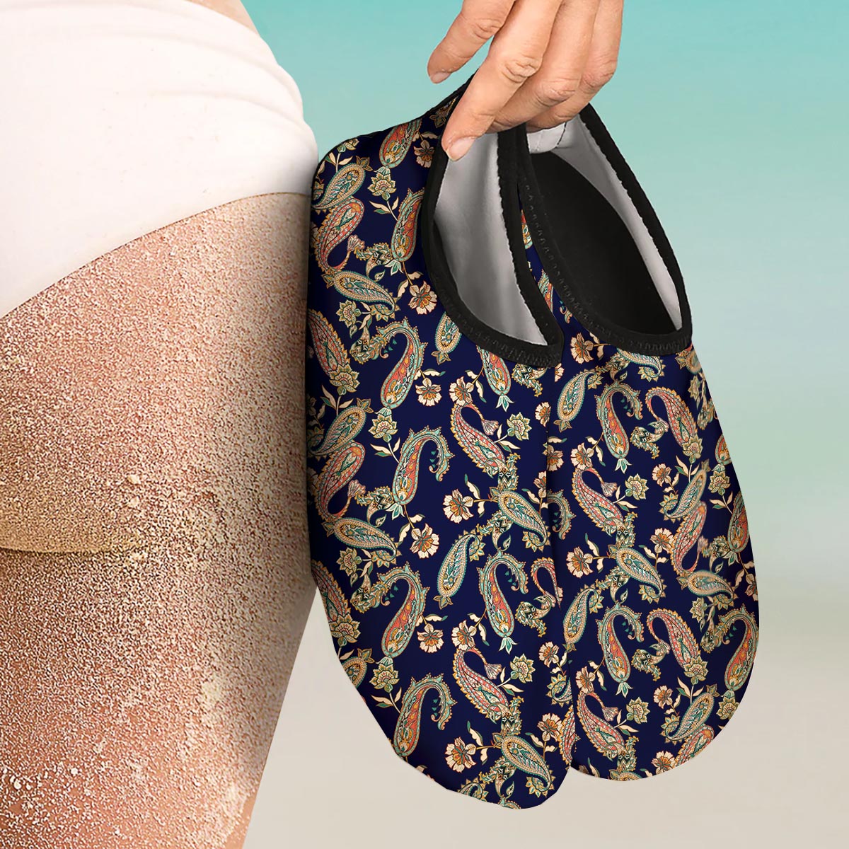 Paisley Retro Print Pattern Water Shoes-grizzshop