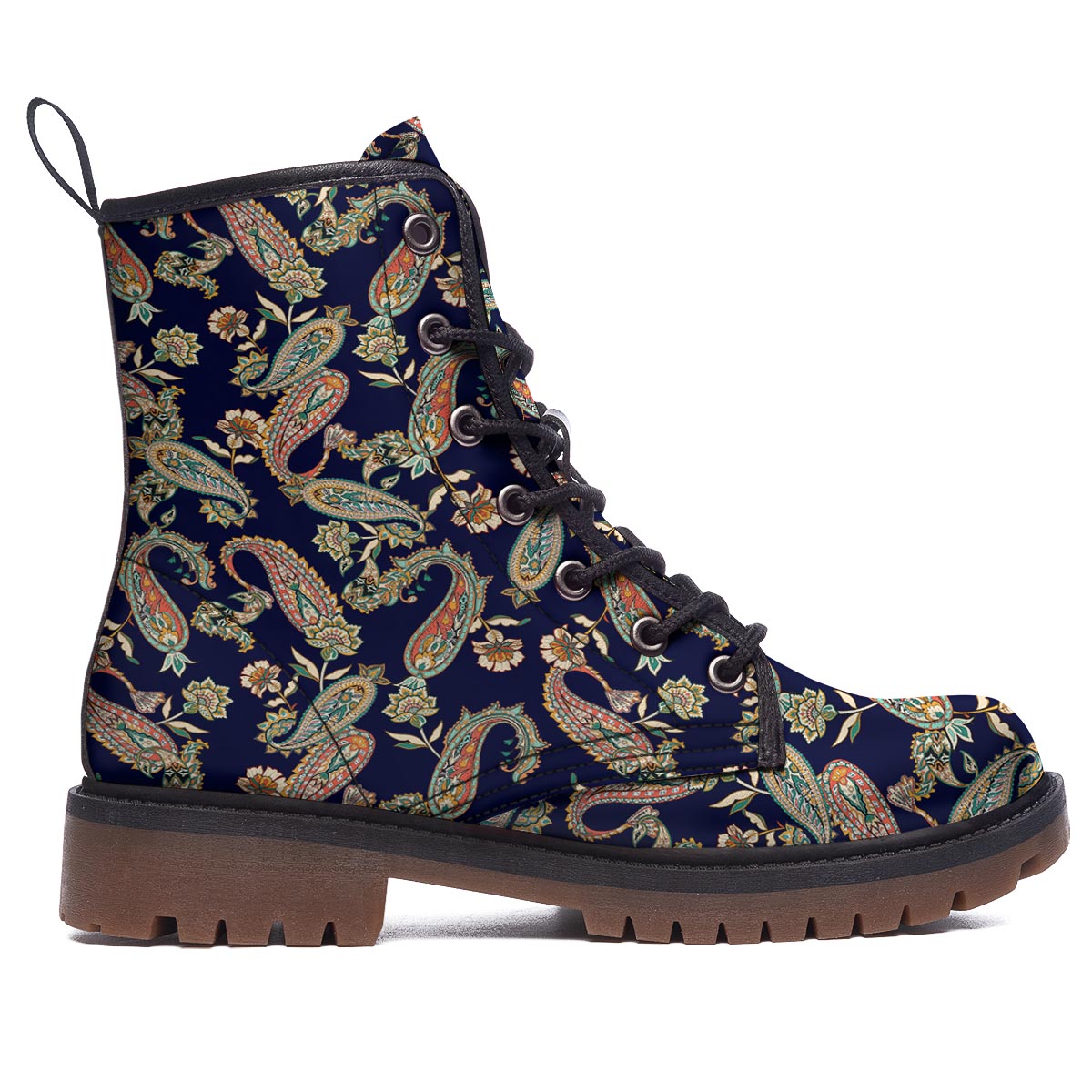 Paisley Retro Print Pattern Work Boots-grizzshop