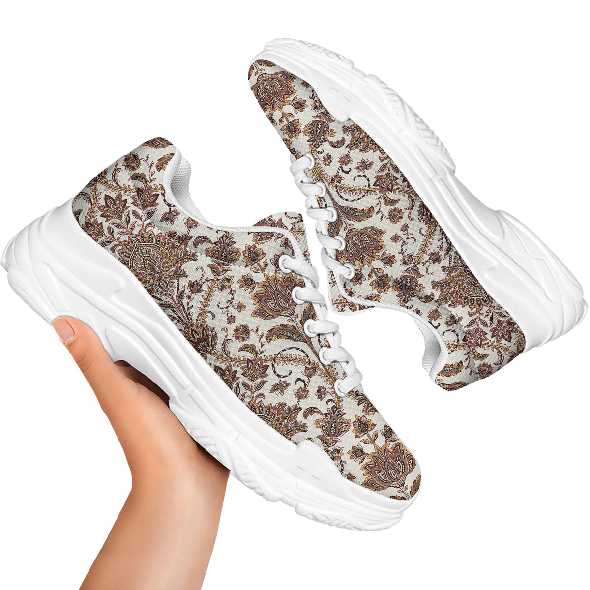 Paisley Vintage Pattern White Chunky Shoes-grizzshop