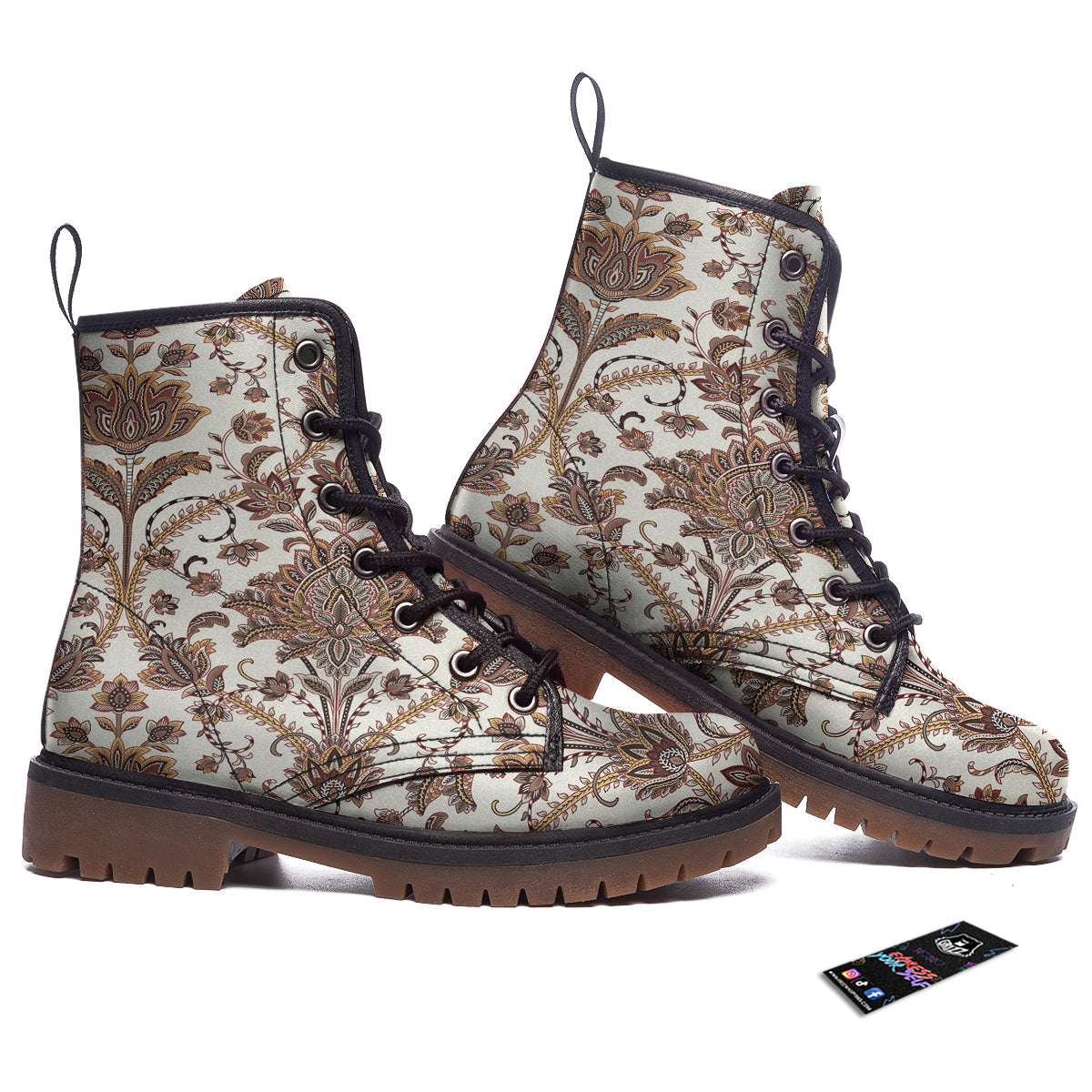 Paisley Vintage Pattern Work Boots-grizzshop