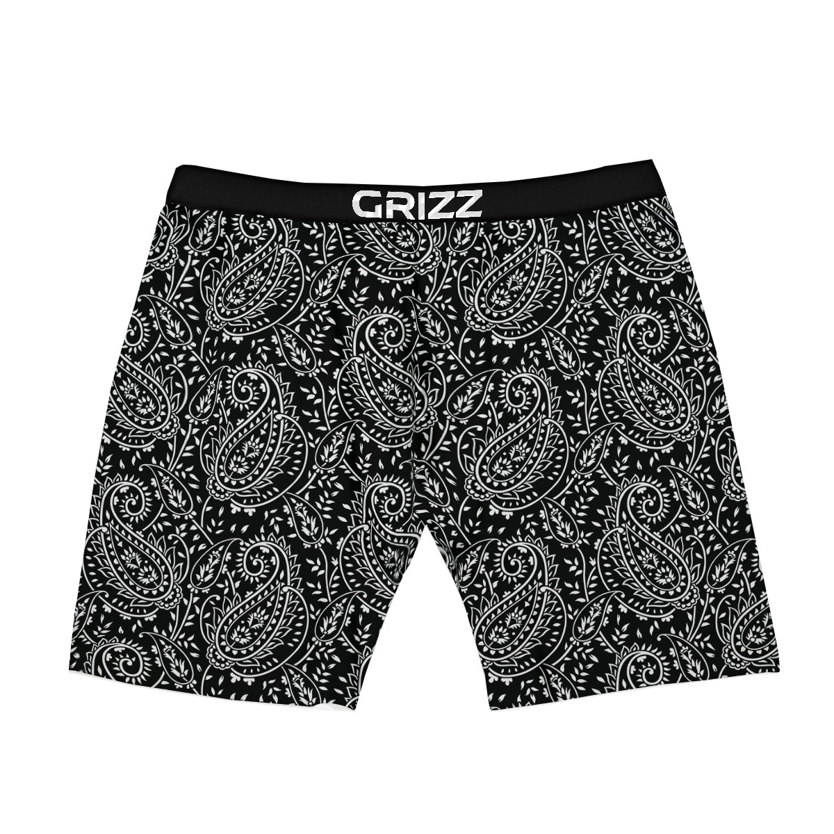 Paisley White And Black Print Pattern Boxer Briefs-grizzshop