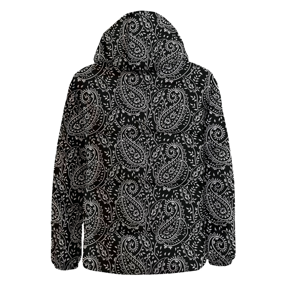 Paisley White And Black Print Pattern Down Jacket-grizzshop