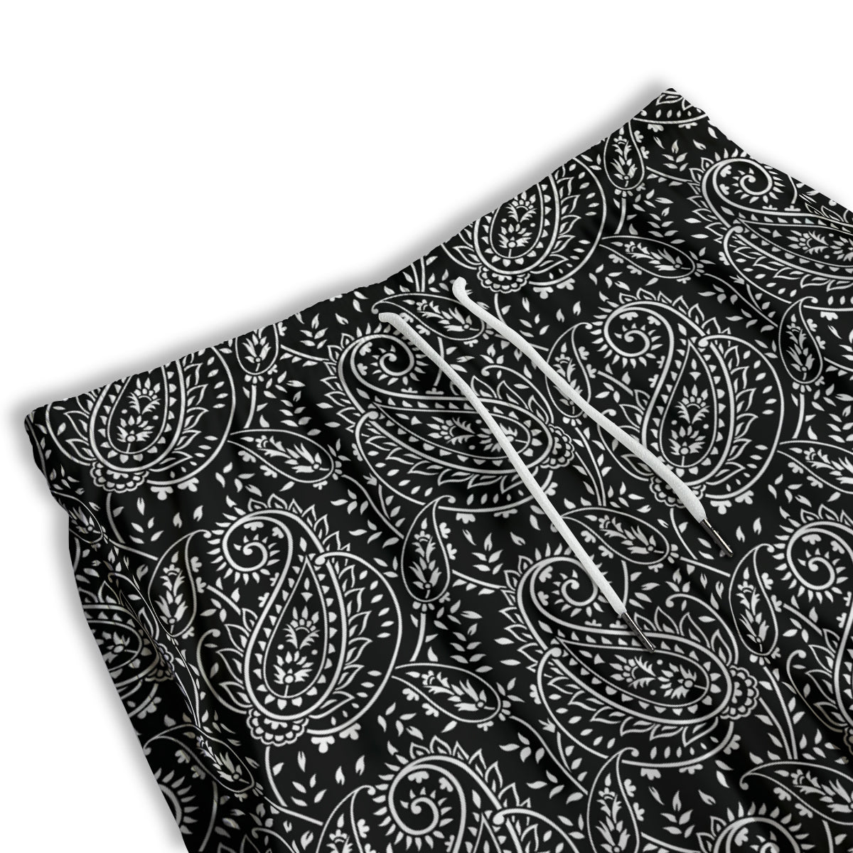 Paisley White And Black Print Pattern Men's Athletic Shorts