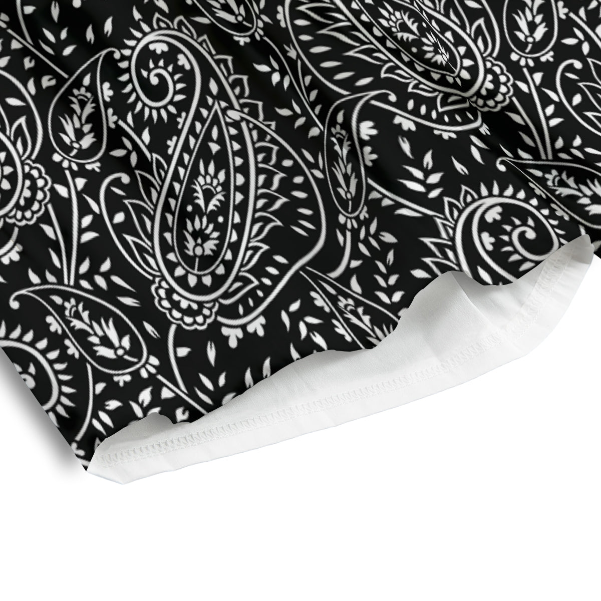Paisley White And Black Print Pattern Men's Athletic Shorts