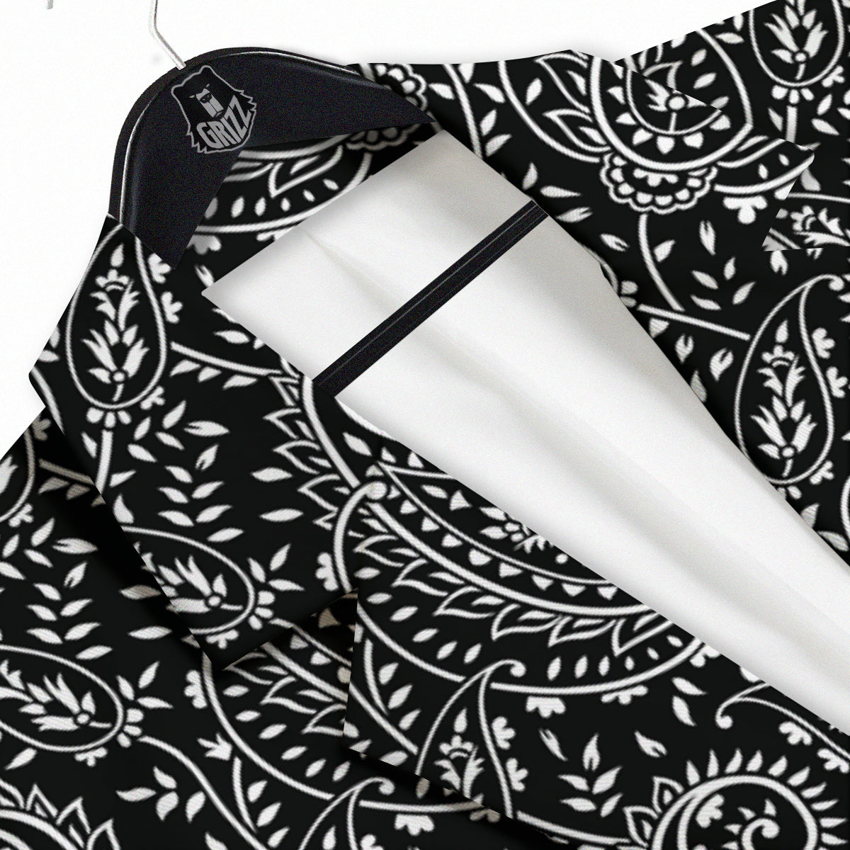Paisley White And Black Print Pattern Men's Sport Coat-grizzshop