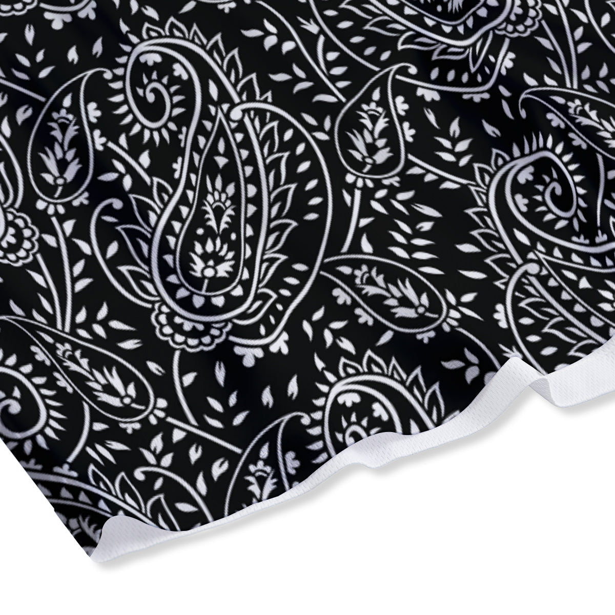 Paisley White And Black Print Pattern Mesh Shorts