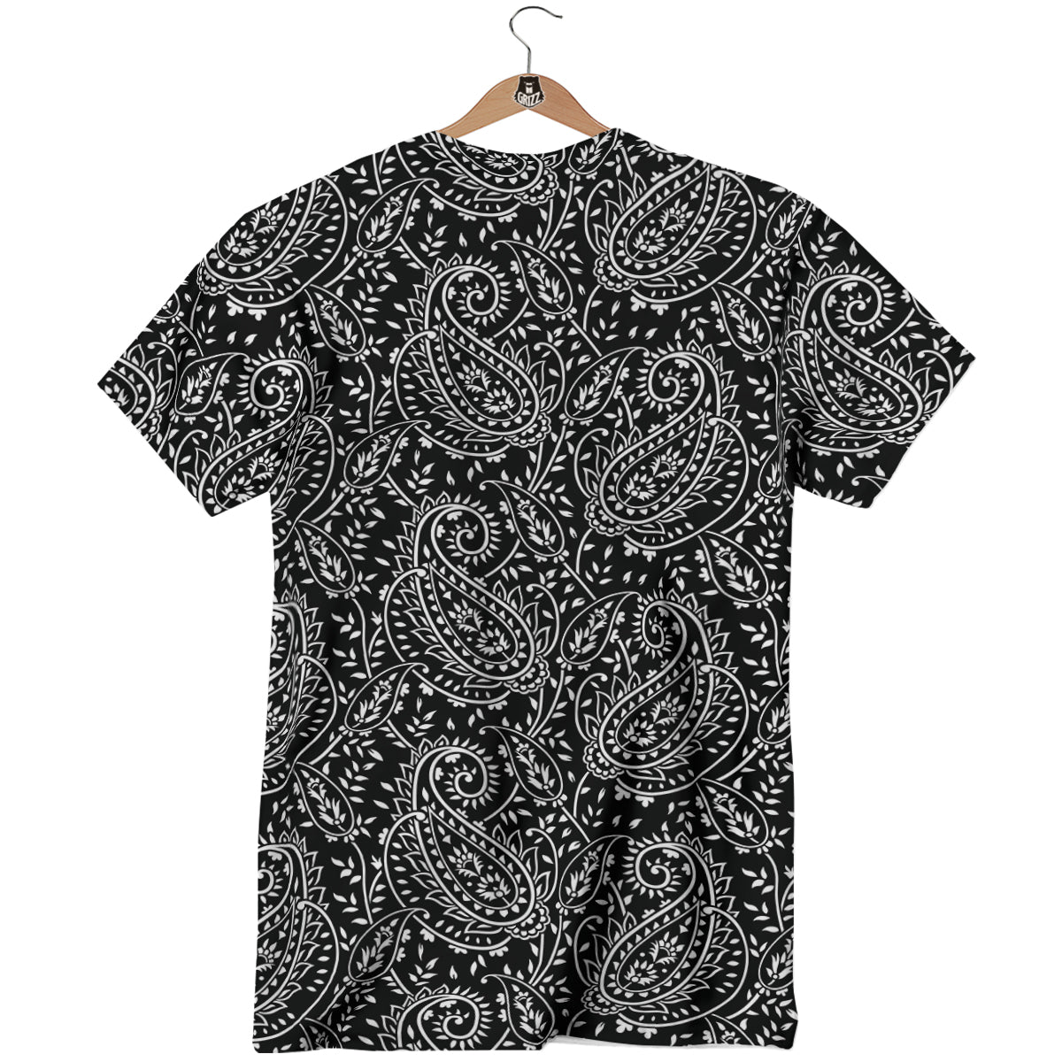 Paisley White And Black Print Pattern T-Shirt-grizzshop