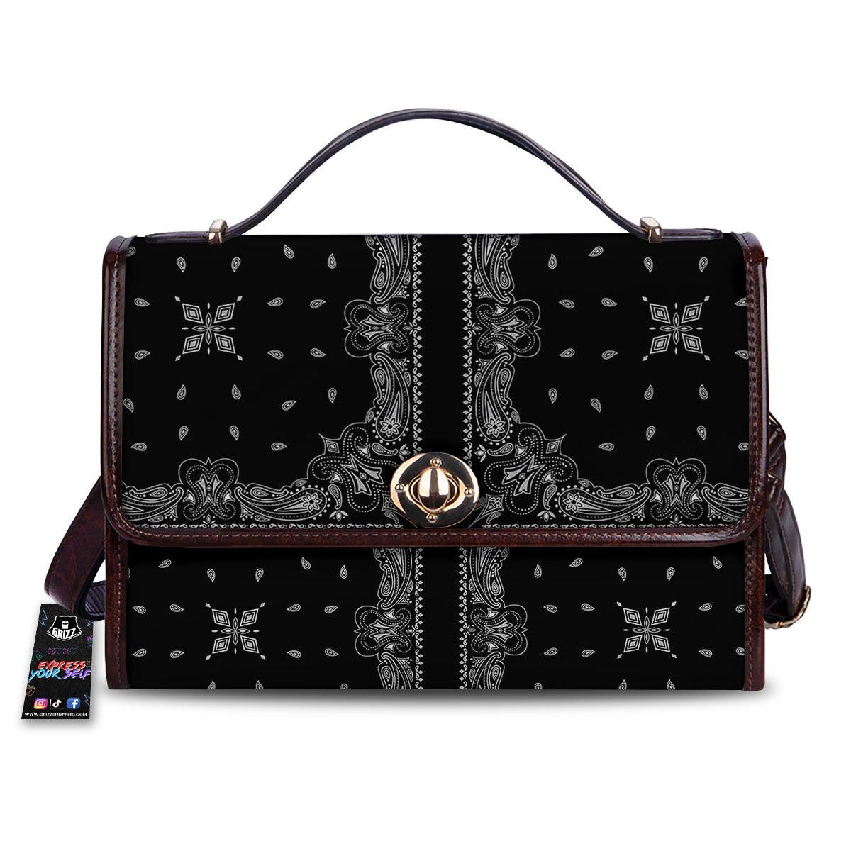 Paisley Bandana Black And White Print Pattern Women's Satchel Bag
