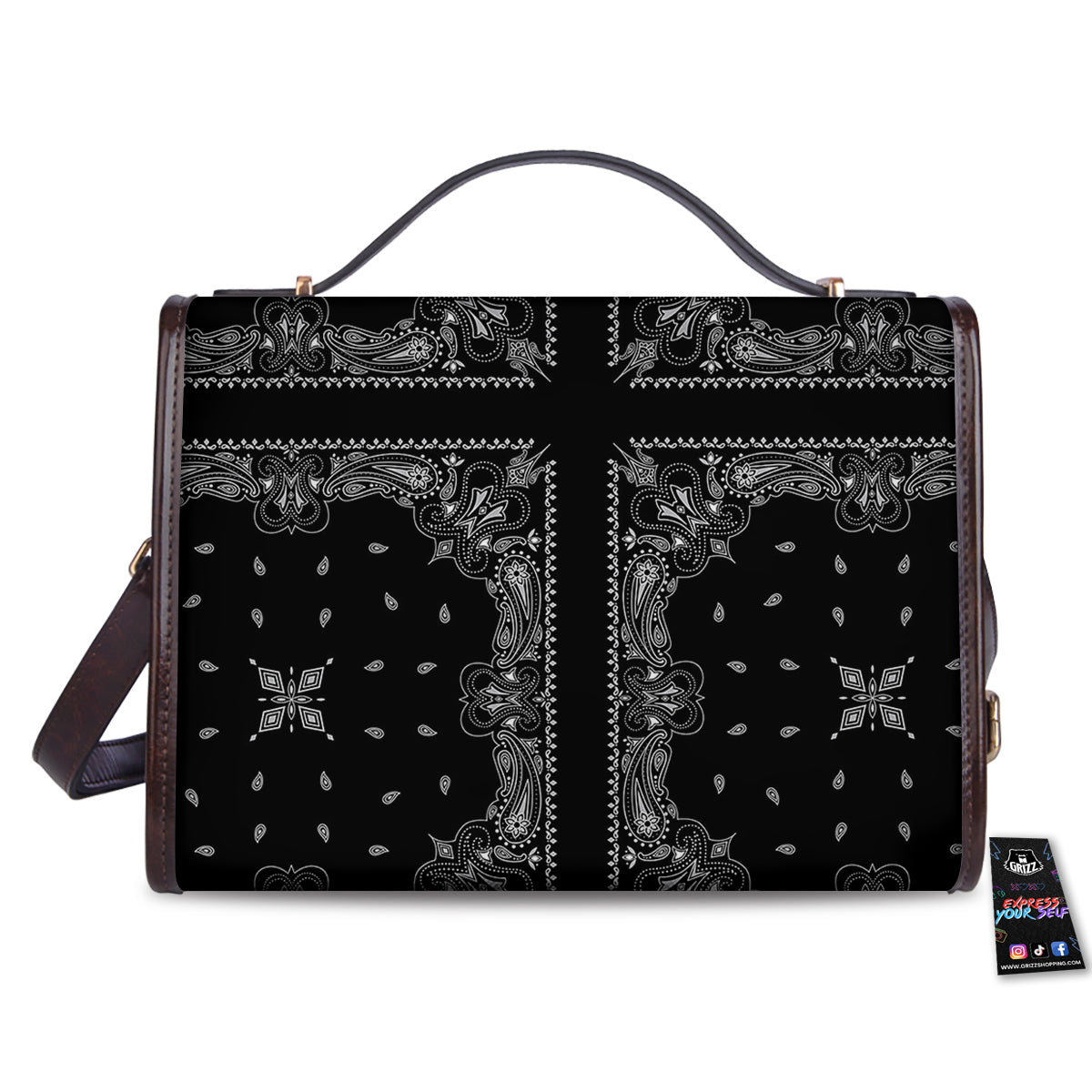 Paisley Bandana Black And White Print Pattern Women's Satchel Bag