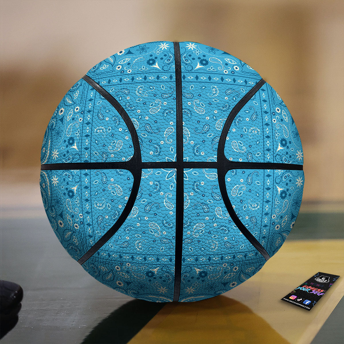 Paisley Bandana Light Blue Print Basketball