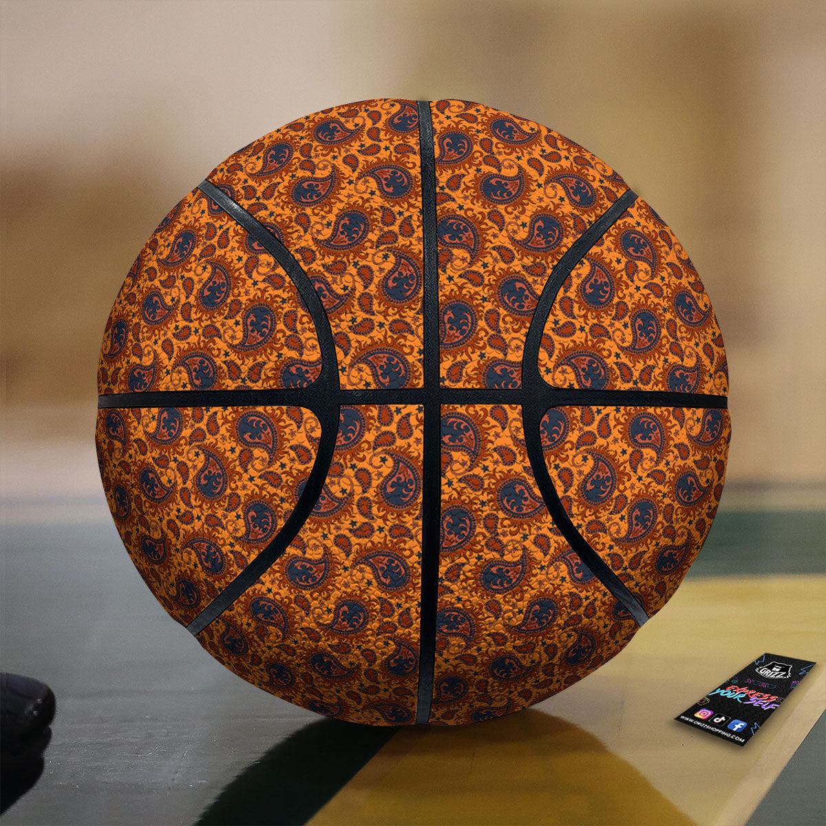 Paisley Bandana Orange Print Basketball