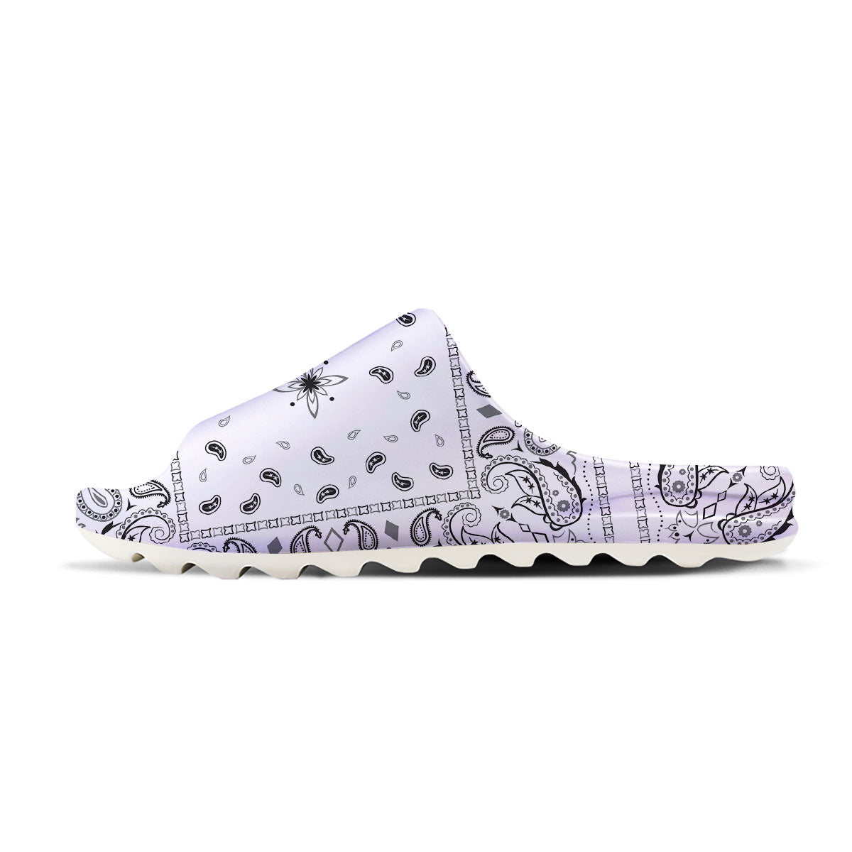 Paisley Bandana White And Black Print Sandals-grizzshop