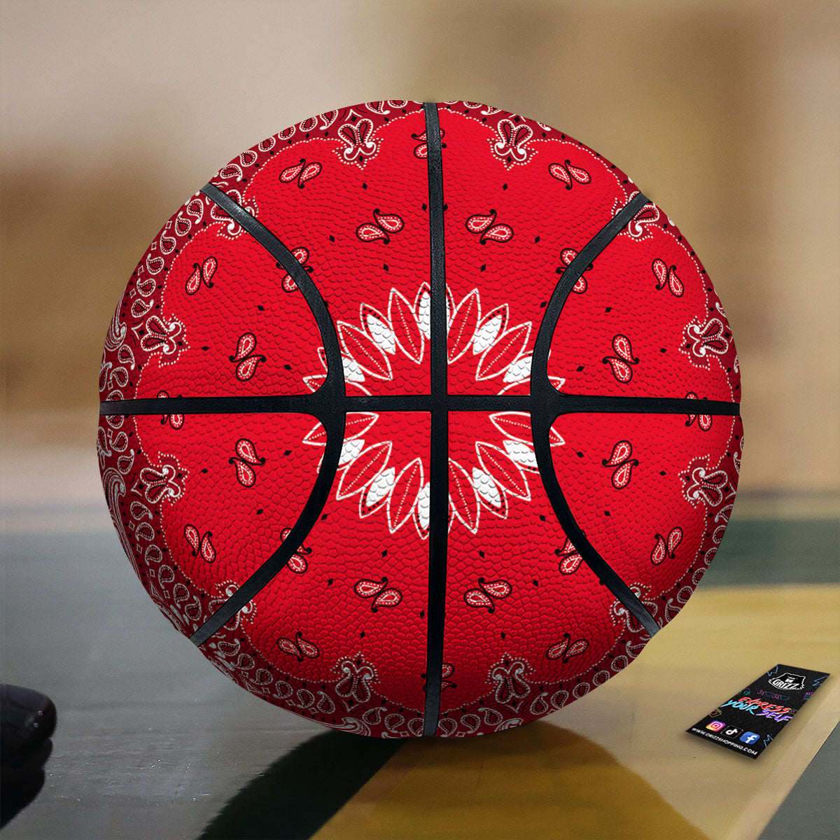 Paisley Bandana Black And White Print Pattern Basketball