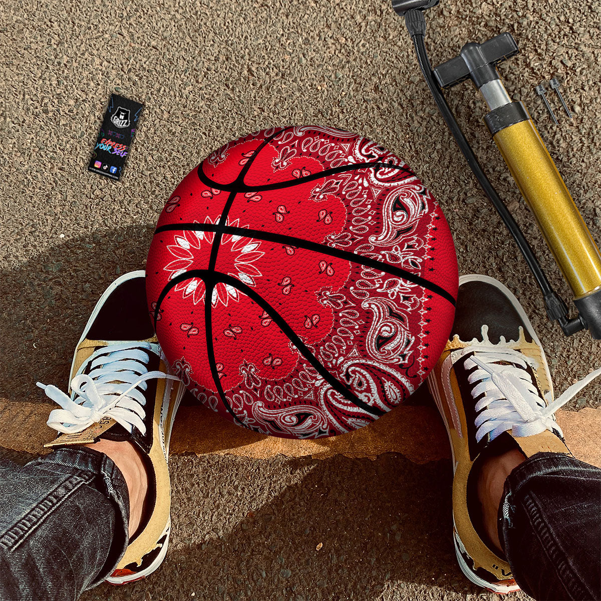 Paisley Bandana Black And White Print Pattern Basketball