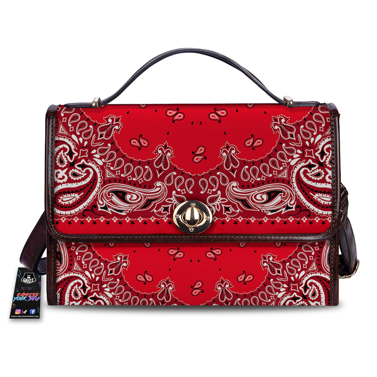 Paisley Bandana White And Red Print Women's Satchel Bag