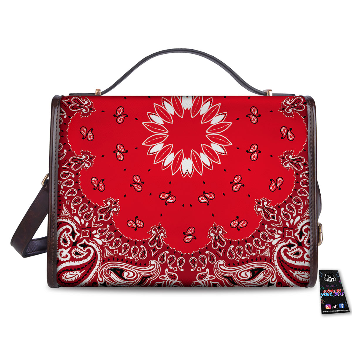 Paisley Bandana White And Red Print Women's Satchel Bag