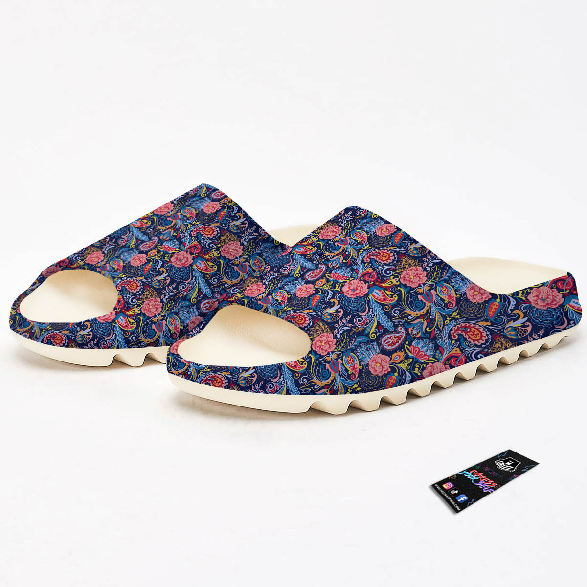 Paisley Blue Print Pattern Sandals-grizzshop