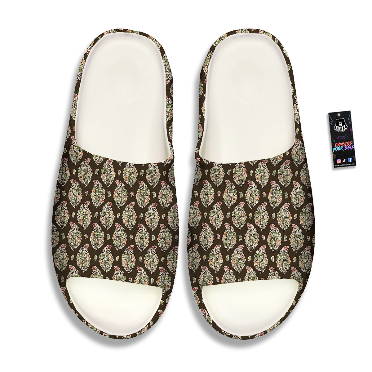 Paisley Bohemian Dark Print Pattern Sandals-grizzshop