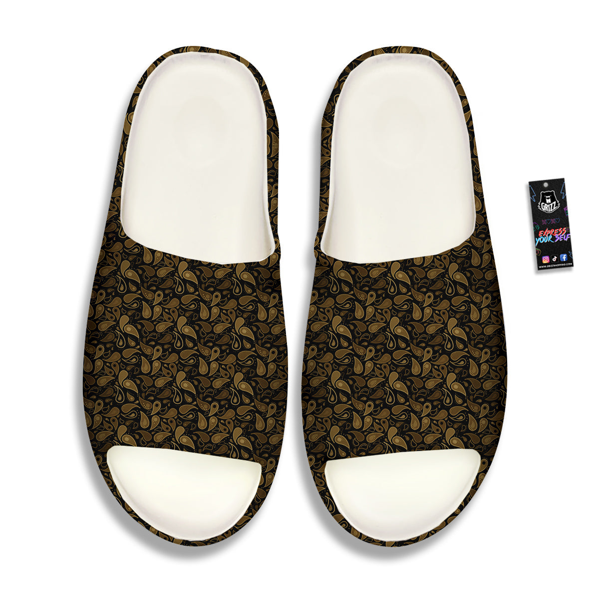 Paisley Dark Brown Print Pattern Sandals-grizzshop