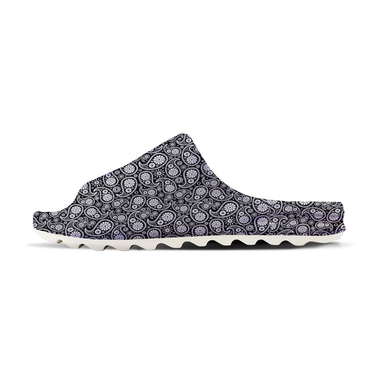 Paisley Ornament Black White And Flora Print Pattern Sandals-grizzshop