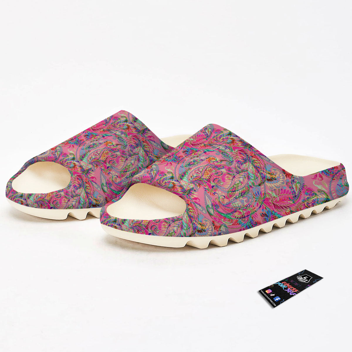 Paisley Pink Print Pattern Sandals-grizzshop