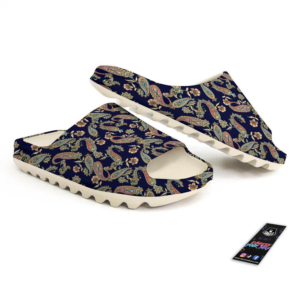 Paisley Retro Print Pattern Sandals-grizzshop